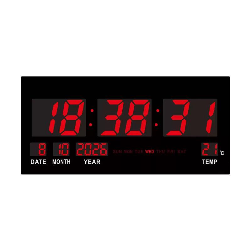 Large LED Digital Wall Clock with Perpetual Calendar - Customizable Colors for Bedroom/Study Room