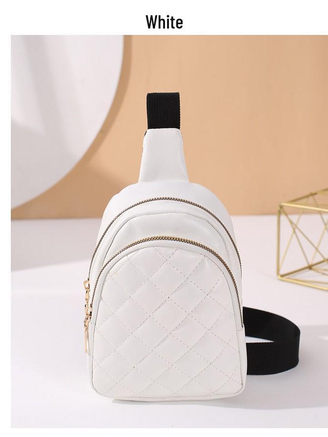 2026 Women's Textured PU Chest Bag: Fashion Diamond Lattice with Wide Shoulder Strap for Casual Wear