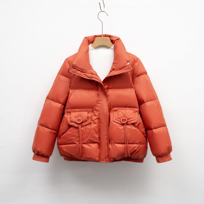 Pinghu short down jacket winter women's bread jacket new small warm white duck down thickened stand-up collar jacket
