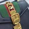 [Pre-Owned] Sylvie Gold Buckle Striped Web Leather Tote Shoulder Crossbody Mini Bag - Good #1Y1UPPS