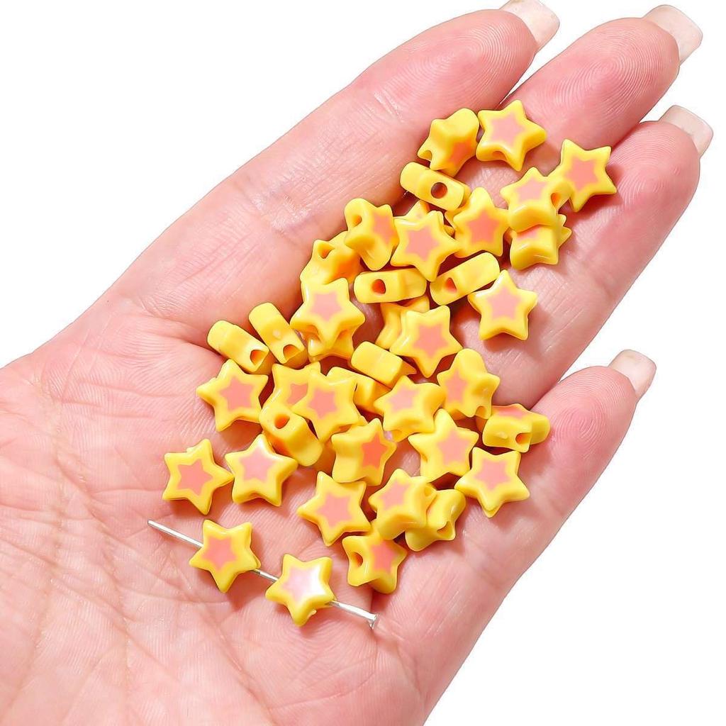 Håndlaget Armbånd Perler Akryl Tofargede Perler Pentagram Løse Perler Håndperlede Perler Halskjede Håndlaget DIY Perlehalskjede Smykketilbehør