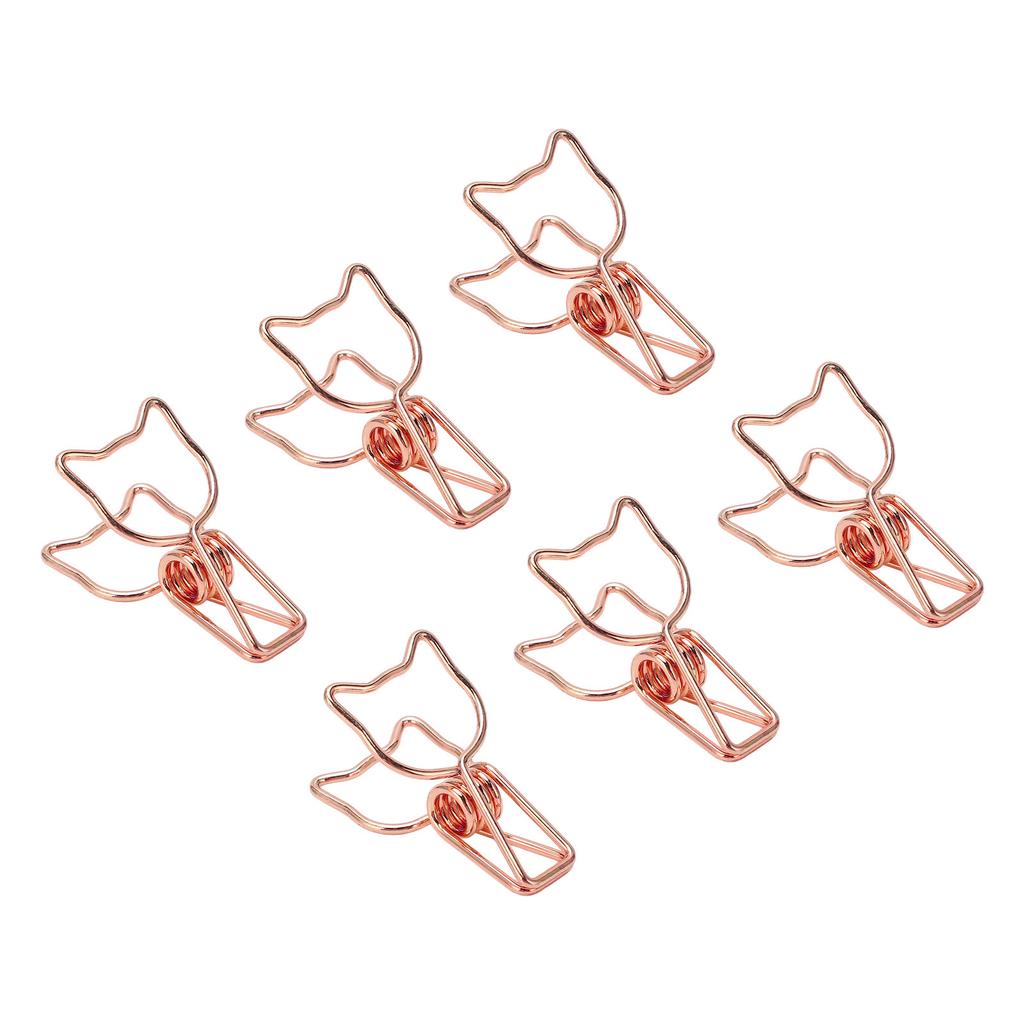 100pcs Clips Cute Cartoon Cat Shape Metal Hollowed Tail Clips Paper Clamps Supplies