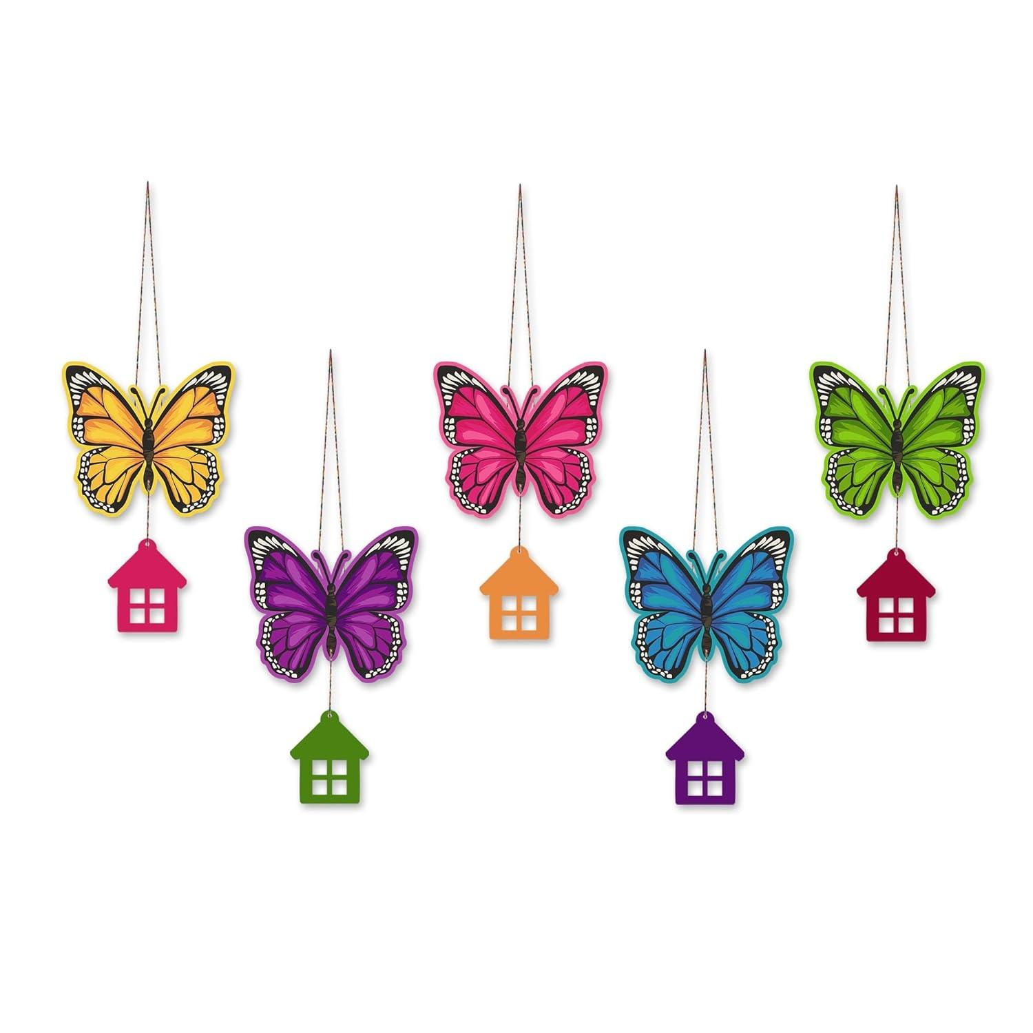 

Multicolored Butterfly Wooden Wall Hanging for Home Decoration | Garden Balcony | Office | Cafe | Decorative Door Hanging | Pack of 5 Onesize