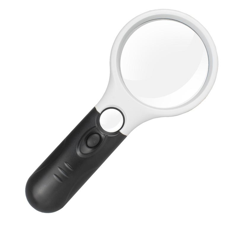 1PC handheld magnifying glass 45 times double lens reading elderly portable large mirror high definition strong light LED