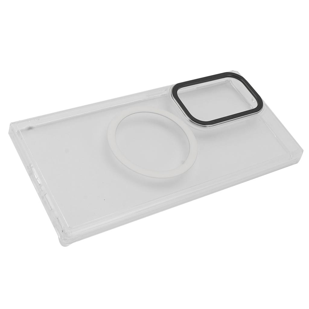 Mobile Phone Case for S23 Ultra Magnet Suction Transparent Phone Protective Shell with Metal Camera Ring