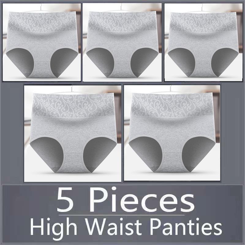 5pcs Women's Panties Pure Cotton Breathable High Waisted Panties Women's Plus Size Underwear