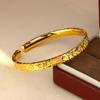 New Chinese Style Gold Crushed Ice Bangle with Auspicious Words - Versatile Open Design
