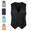 Men Waistcoat Solid Color Single-breasted V Neck Sleeveless Spring Vest for Work