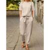 Loose round-Neck Top and Trousers Set Loose Crew Neck Top Pants Set Women