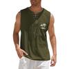Men's Hawaiian Print Tank Top - Loose Fit Sleeveless Vest with Adjustable Tie for Casual Sports