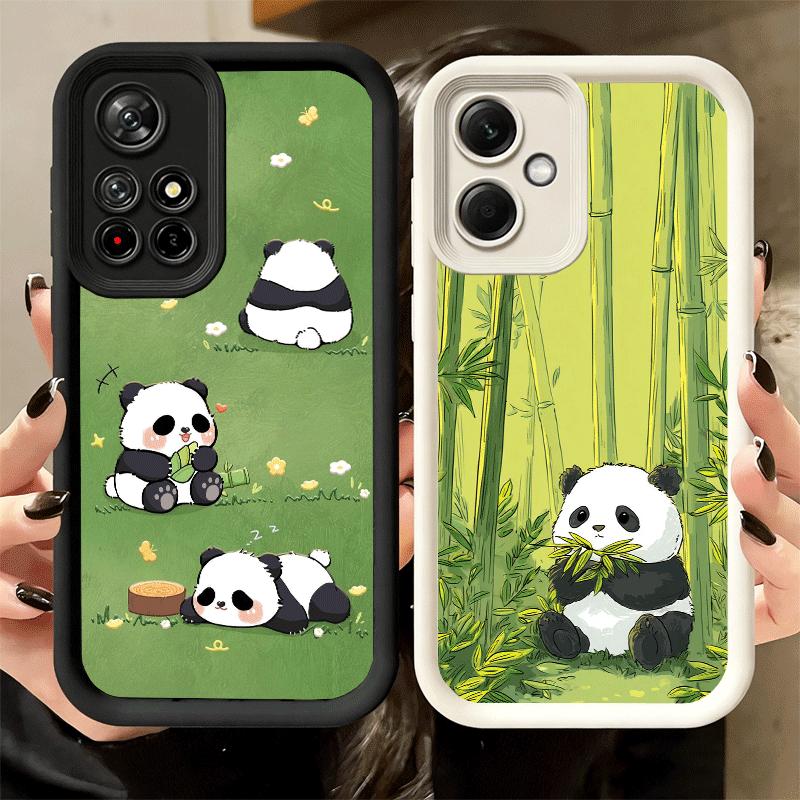 Cute Cartoon Panda Soft Phone Case for Xiaomi Poco X7 X6 X5 Pro X4 Gt X3 F7 Ultra M8 M7 Redmi 15C 15 14C 13 13C 12 12C 10 10C