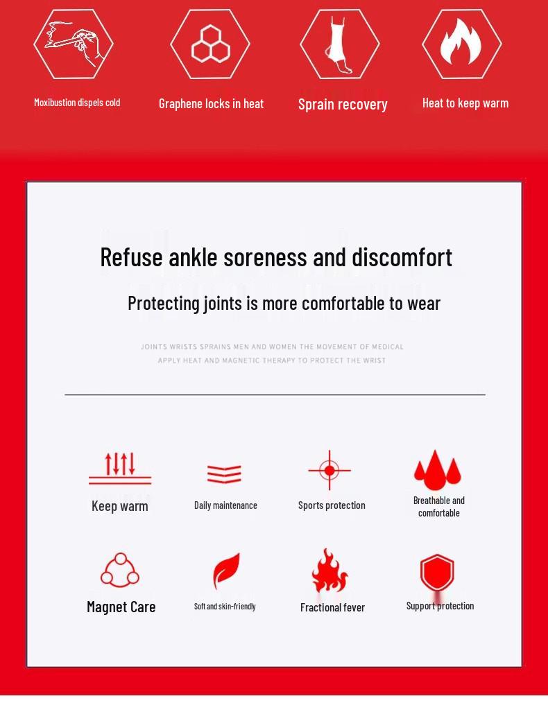 Unisex Heated Ankle Support: Warm, Breathable Protector for Sprain, Cold Protection, and Comfort.