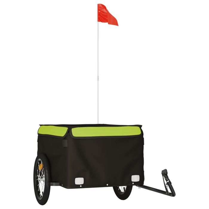 VidaXL Bicycle Trailer Black and Green 45 Kg Iron 94088