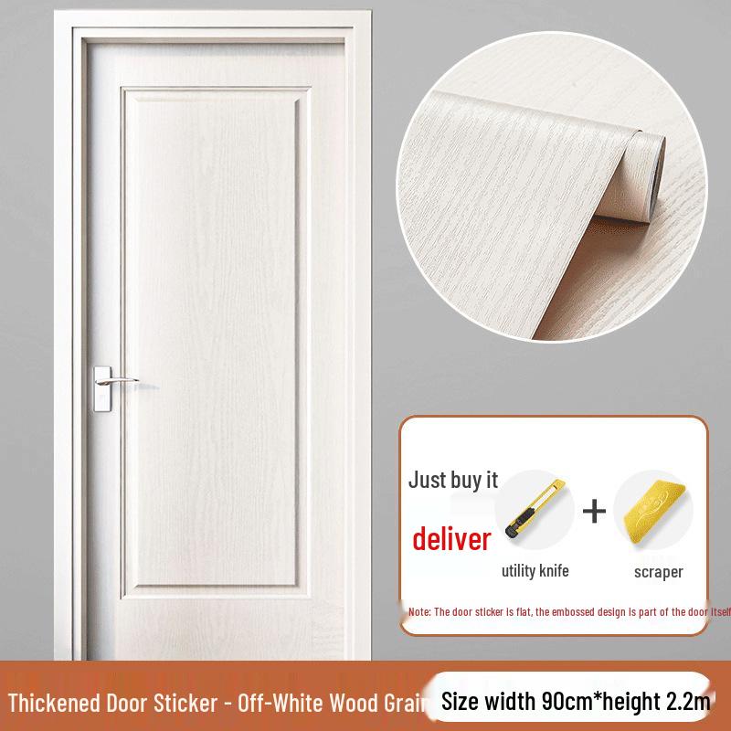 Self-Adhesive Wood Grain Door Renovation Sticker - Waterproof Decorative Cover-Up for Old Doors