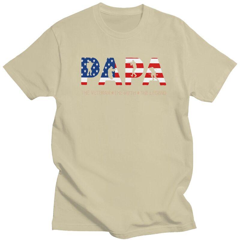 Papa Der Veteran Der Mythos Die Legende T-Shirt für Männer Kurzarm T-Shirt Vatertag Geschenk T-Shirt Locker geschnitten 100% Baumwolle Tee