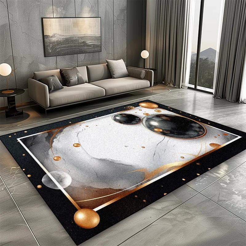 European Style Carpet for Living Room Black Marble Decor Sofa Area Large Rugs Hotel Hall Floor Mats Home Modern Decoration Rugs