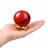 Crocon 55mm Red Jasper Stone Sphere Ball with Metal Stand 1400+ Carats Gemstone Healing Sphere Sculpture Figurine for Fengshui Divination