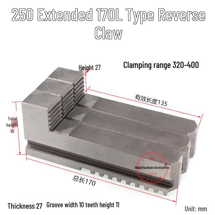 250mm & 500mm Extended Three-Jaw Chuck with Adjustable Jaws