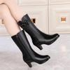 Ladies Shoes Side Zip Mid-Calf Women's Boots Keep Warm Modern Boots Women Bow Tie Fringe Round Toe Med Heel PU Shoes Women