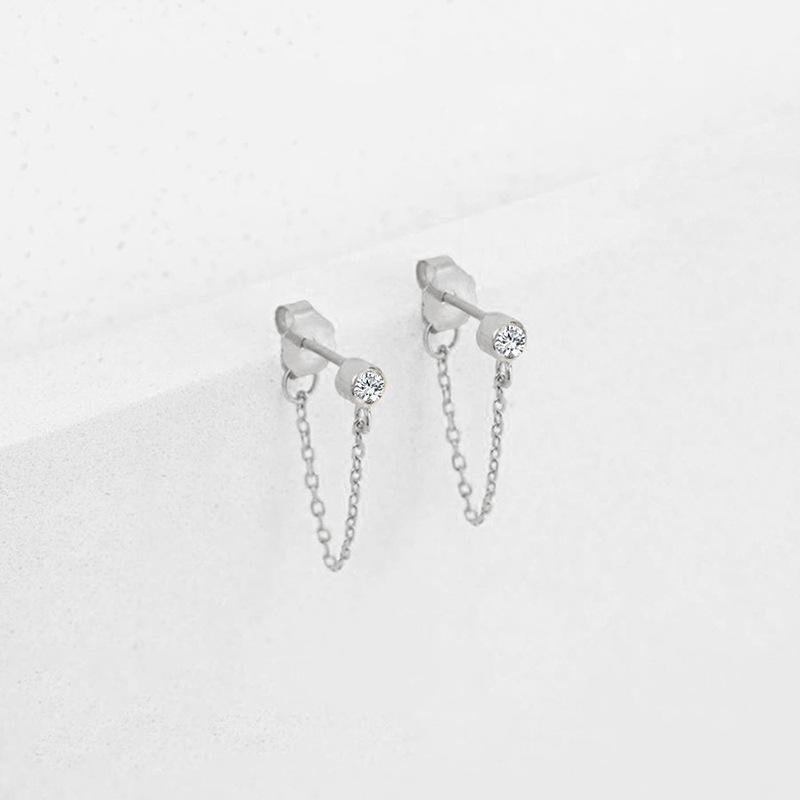 eManco Tassel Colorfast Rhinestone Earrings - European & American Light Luxury, Personalized & Versatile Studs