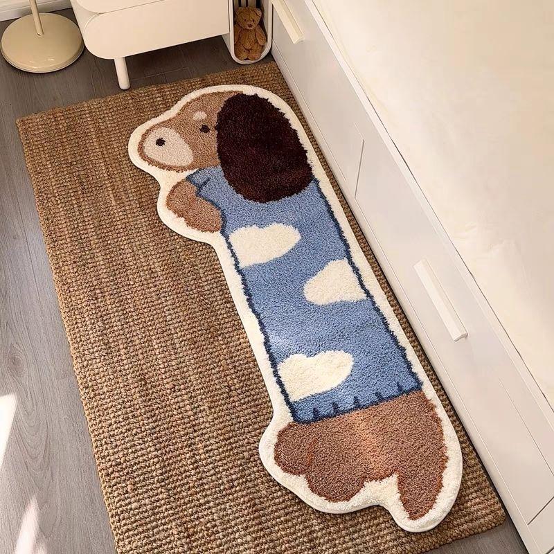 

VIKAMA Cute Cartoon Dog Carpet With Blue Clouds And Red Hat Bedroom Bed Soft Comfortable Foot Pad Home Decoration 40x120cm 16x47inch