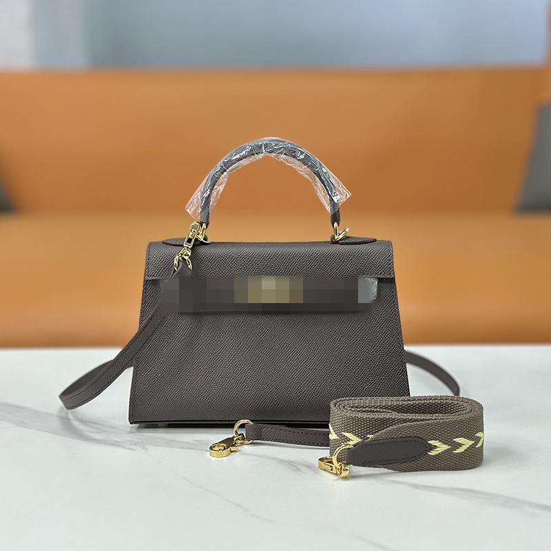 Second Generation Palm Print Cowhide Mini Small Keli Handbag 2025 New Bag Women's Commuter Versatile Shoulder Messenger Bag