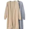 New Retro Gentle Wind V-neck Medium and Long Sleeved Knitted Cardigan Women's Simple Lazy Wind Jacket Top