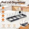1Pcs Expandable Stainless Steel Pot Lid Organizer Rack Pan Lid Holder Kitchen Cookware Organizer For Lids Plates Cutting Board