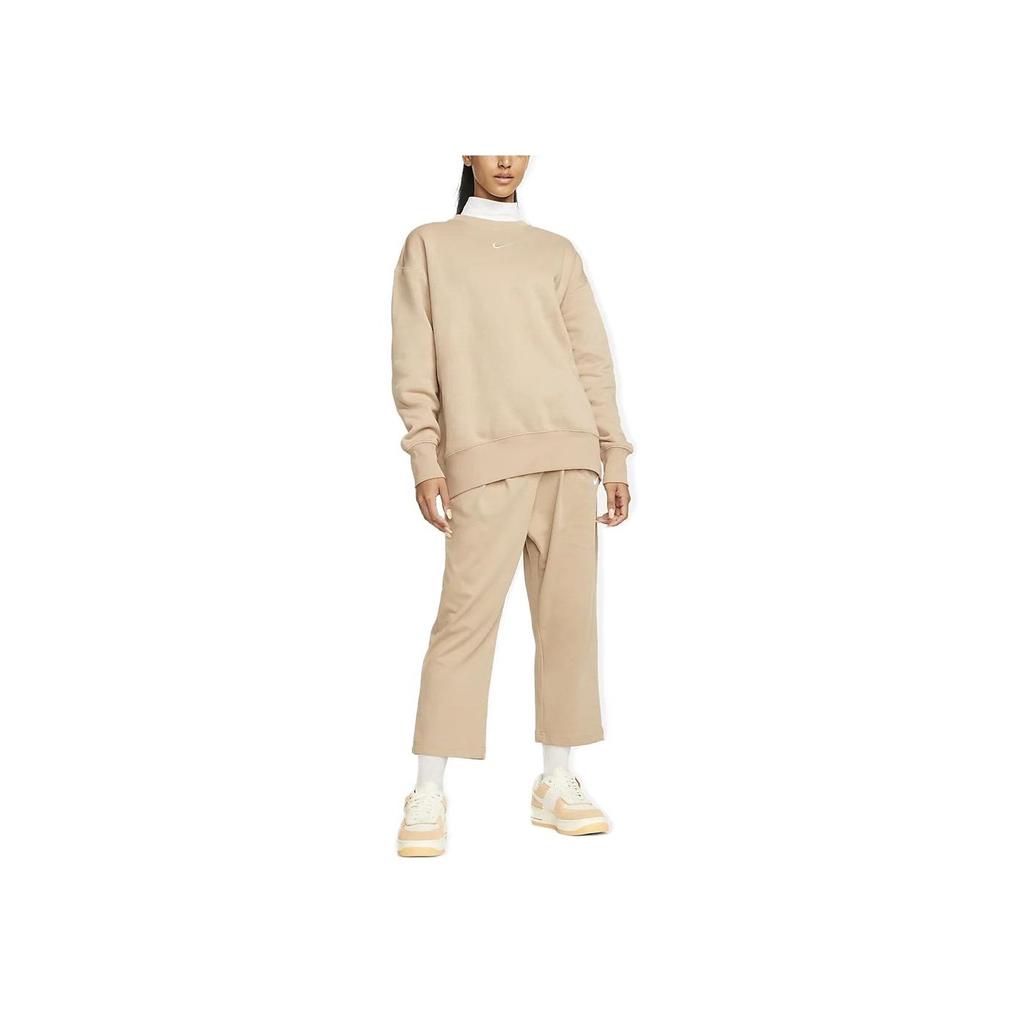 Nike Solid Color Crew Neck Pullover Sweatshirt Women Sweatshirt Khaki DQ5733-200