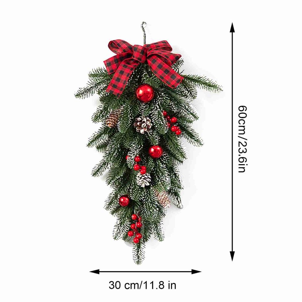 Christmas Upside Down Wreath 60cm Xmas Wreath New Teardrop Wreath  Front Door
