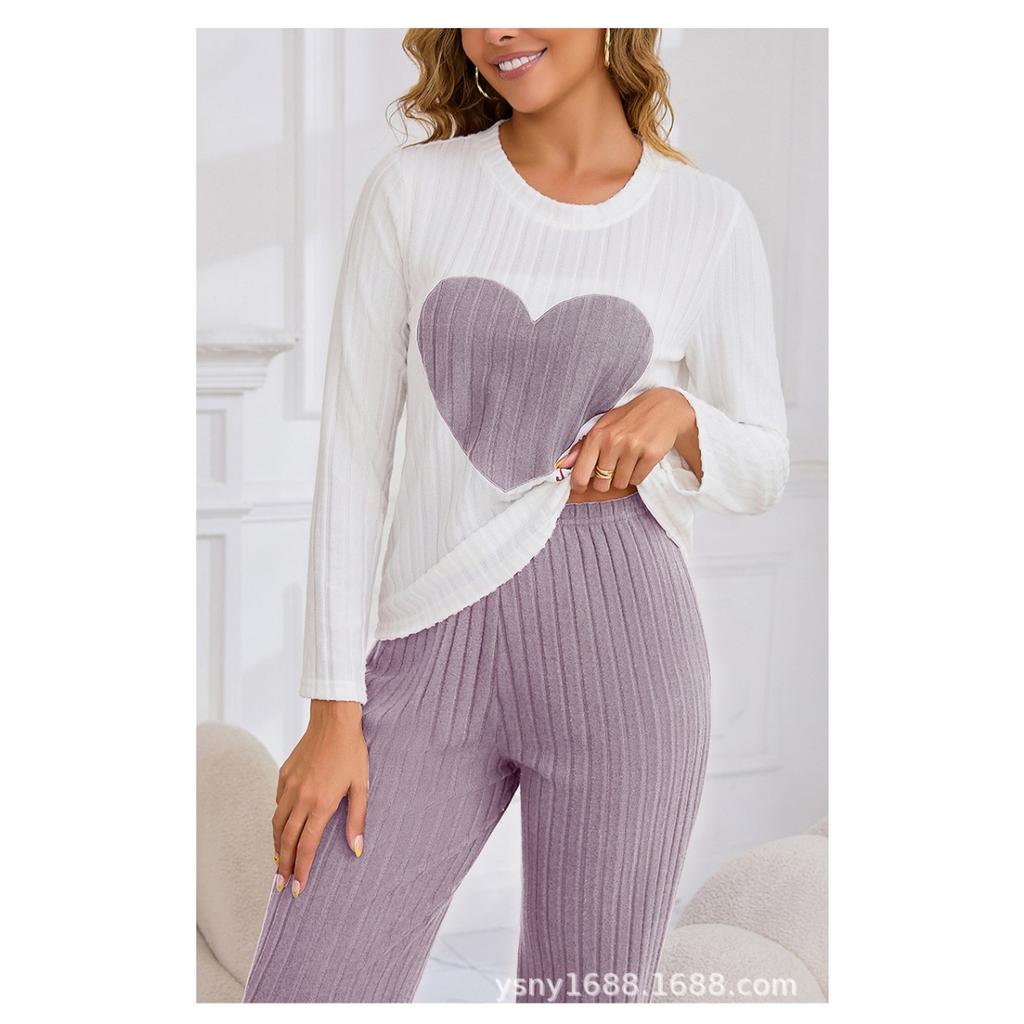Four Season Style Love European and American Soft and Skin Friendly Comfortable Home Clothes, Long and Short Two-piece Set Pajamas