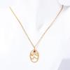 Turquoise Zodiac Rune Necklace with Stainless Steel and Gold Clavicle Chain