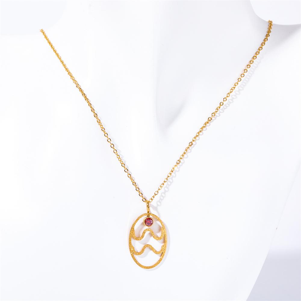 Turquoise Zodiac Rune Necklace with Stainless Steel and Gold Clavicle Chain