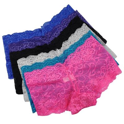 Kadın Boxer Şort Seksi Dantel Şeffaf Külot Boyshort Bayanlar Knickers İç Giyim 6 Adet
