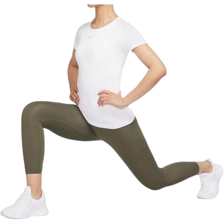 Nike Dri-Fit Adv Aura Casual Sports Breathable Slim Fit Solid Color Logo Short Sleeve T-Shirt Women T-Shirt White DD0589-100