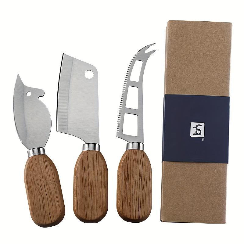 

Новый набор ножей для сыра из нержавеющей стали, нож для масла и сыра с ручкой из каучукового дерева, креативный милый нож для стейка в форме мышки, кухонный предмет первой необходимости Cheese Knife Three-Piece Set