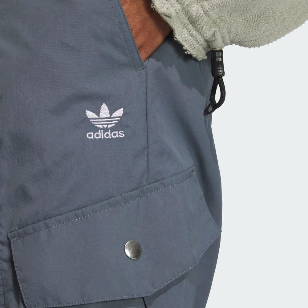 Adidas Originals X Kr Op Co-Branded SS24 Jednobarevné Volné Kargo Kalhoty na Zip Pánské Spodky Šedá IZ4920