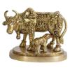 Cow and Calf Statue Brass Kamdhenu Vastu Devta Carving on Gau MATA Idol, Vastu Nandi Pooja Figurine Sculpture, for Home and Office