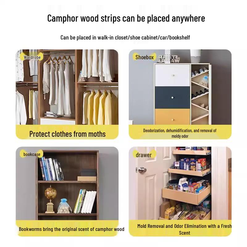 Camphor Wood Strips & Balls: Aromatic Deodorizing Scent for Wardrobes & Shoe Cabinets