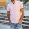 Men's Stand Collar Solid Color Loose Short Sleeved Shirt