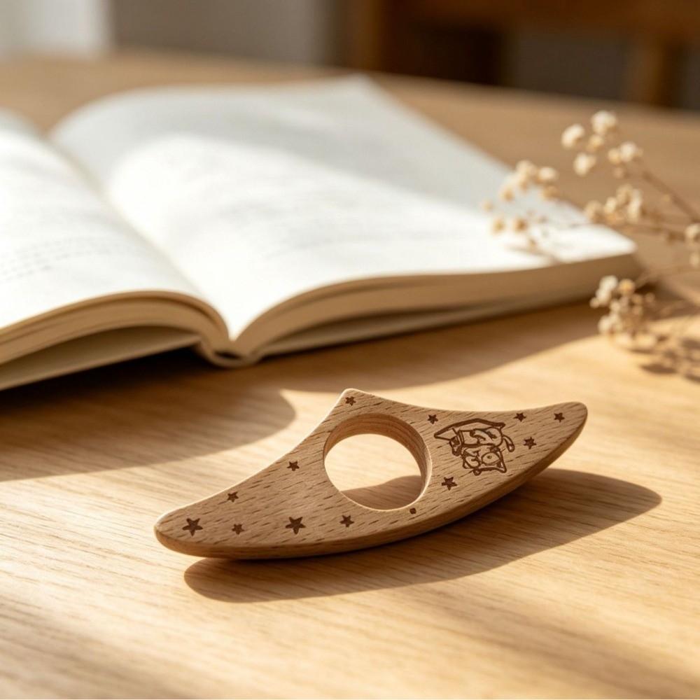 Fast Reading Aid Wooden Cat Bookmark One Hand Operation Reading Bookmark Rings  Book Use