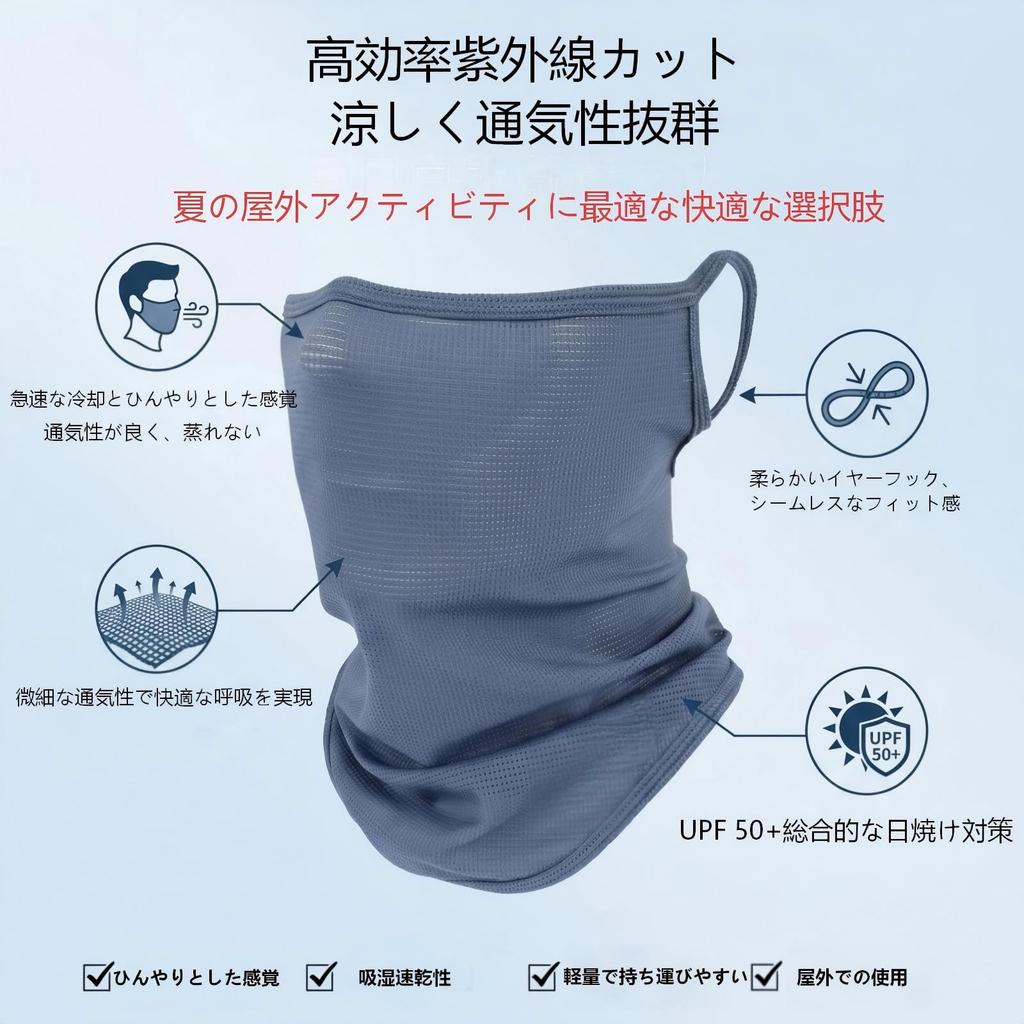 [PLLPHHP] UPF50+ UV Cut Cooling Face Mask with Cooling Function,