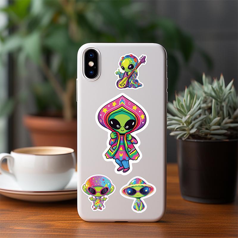 Top-Grade 50Pcs Superior-Grade Alien First-Class Stickers Collection Kit Top-Grade Funny High-Standard Cartoon Premium-Quality Vinyl First-Class