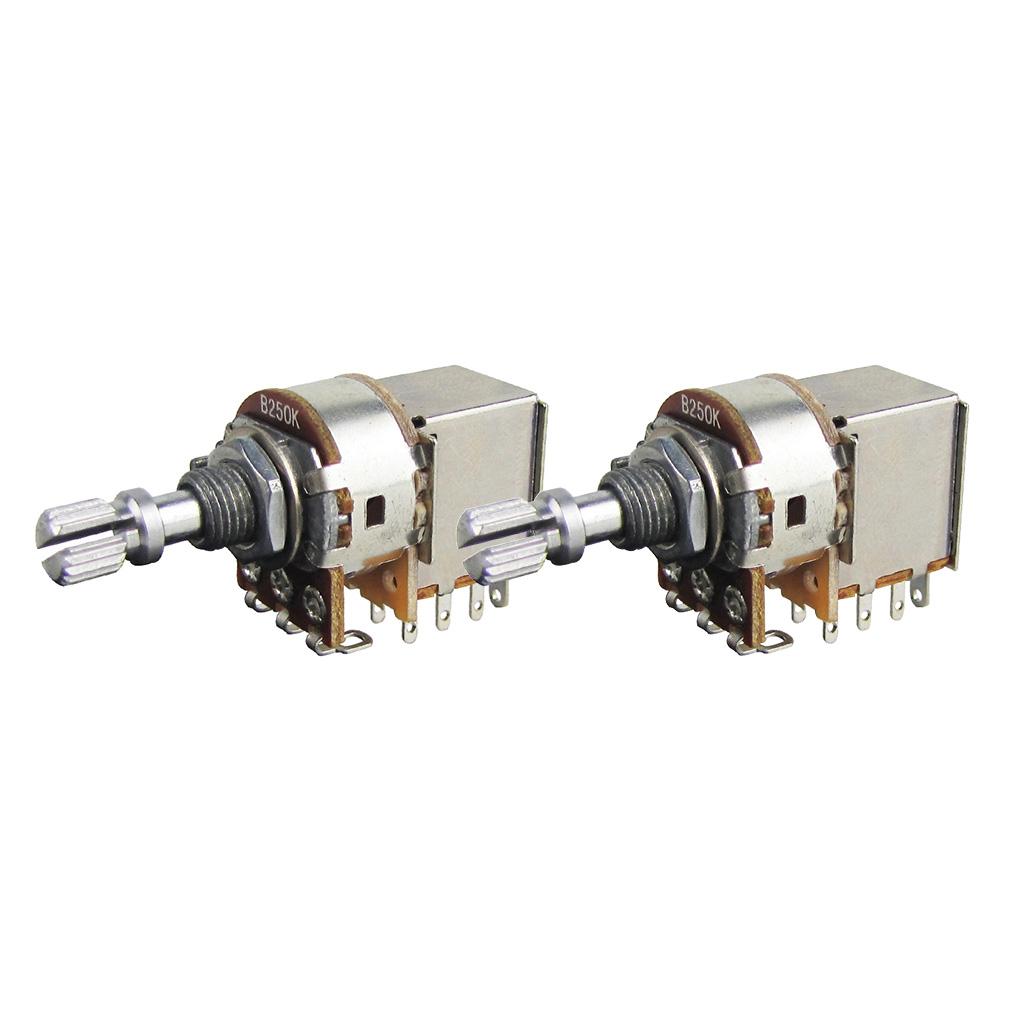 FLEOR 2PCS Push Pull Potentiometers Short Shaft Guitar Pots 500K /250K for Electric Guitar Bass