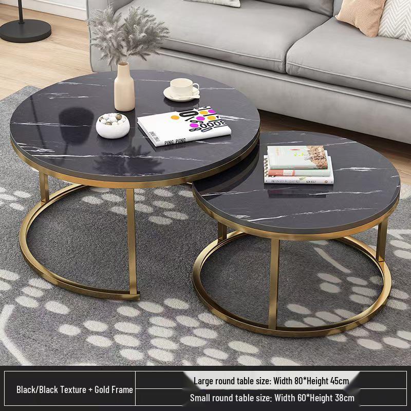 Compact Wrought Iron and Particleboard Coffee Table with Sintered Stone Surface