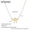 French bow imitation pearl collarbone chain women's stainless steel plated 18k gold necklace does not fade light luxury niche