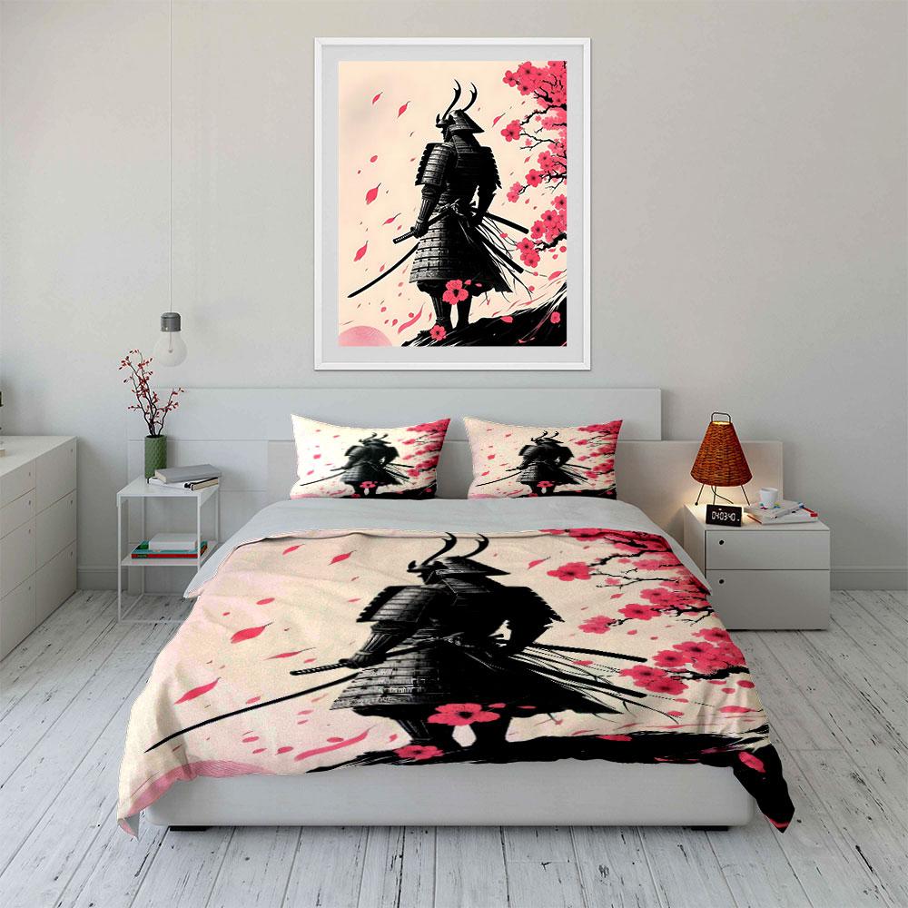 Samurai Theme Art Set For Decor Exquisite Three-Piece Bedding Set Gift For Kids And Adults