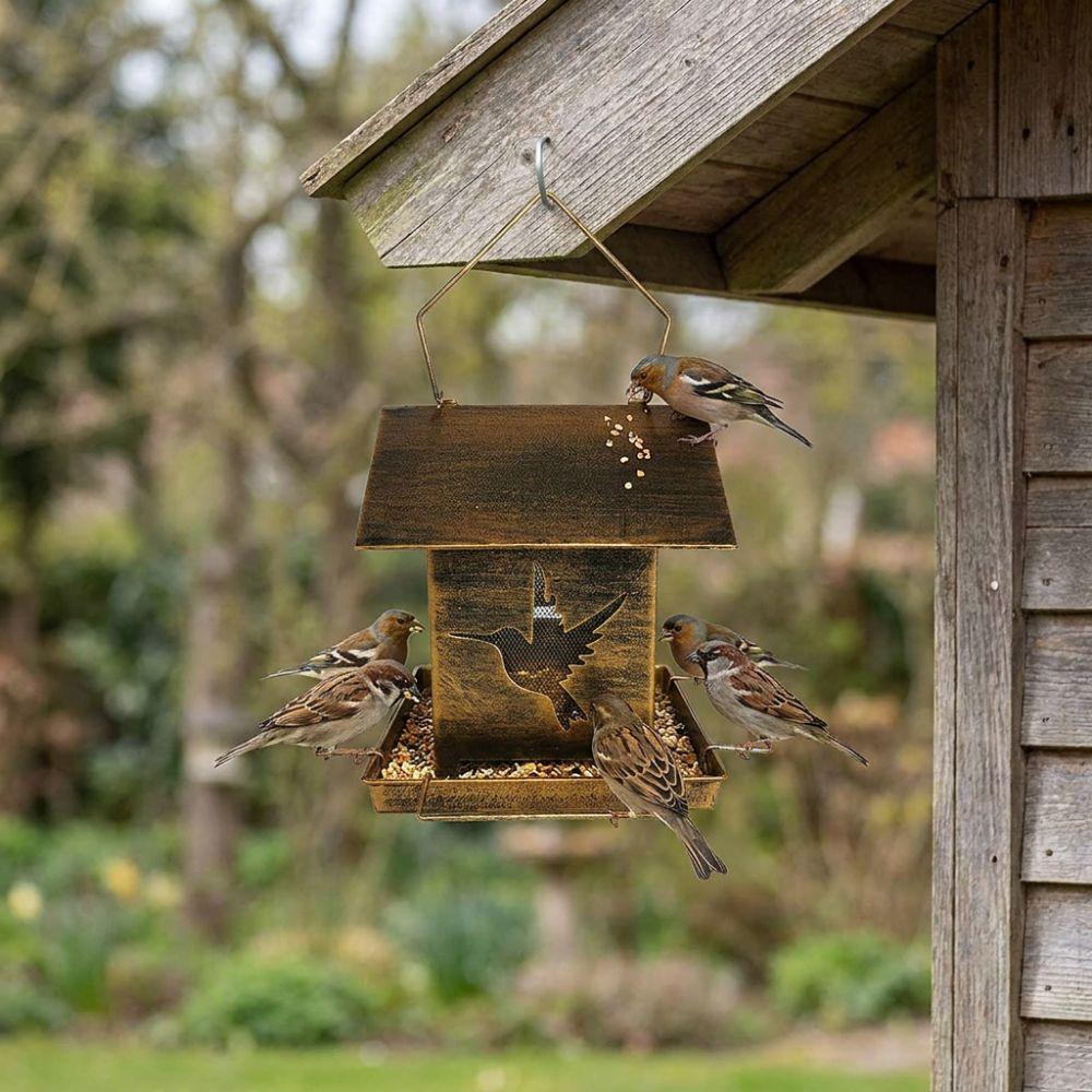 Winddichter Hängender Metall-Vogelfutterspender Eisen Wildtier-Unterschlupf Vogel-Futterstation Gartendekoration