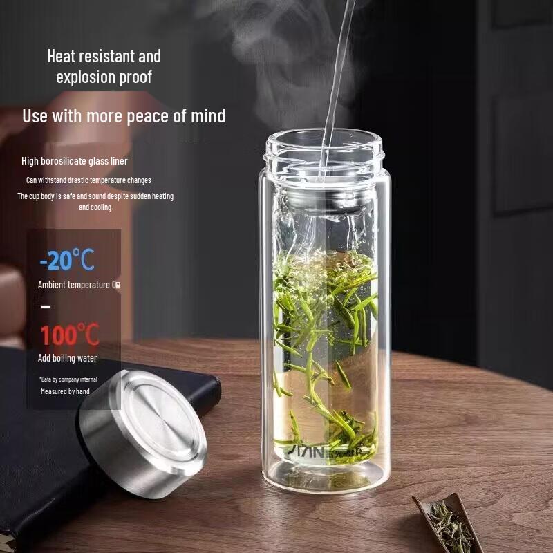 Fuguang Double-Walled Glass Tea Infuser Bottle 500ml