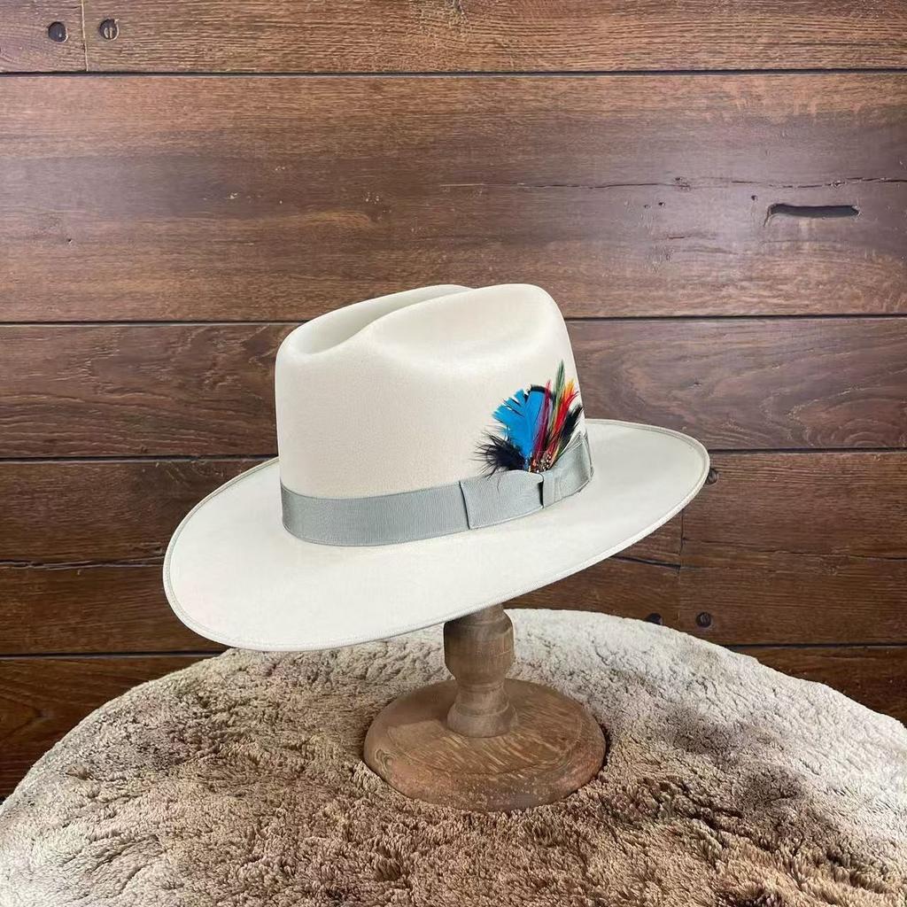 Cowboy Wind Sheep Felt Hat, Solid Color With Decorative Felt Hat